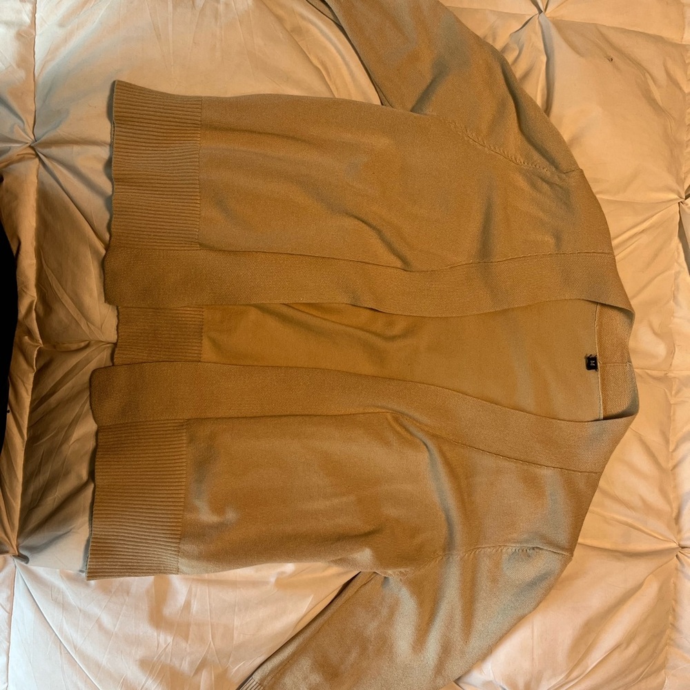 Tan Open Front Cardigan